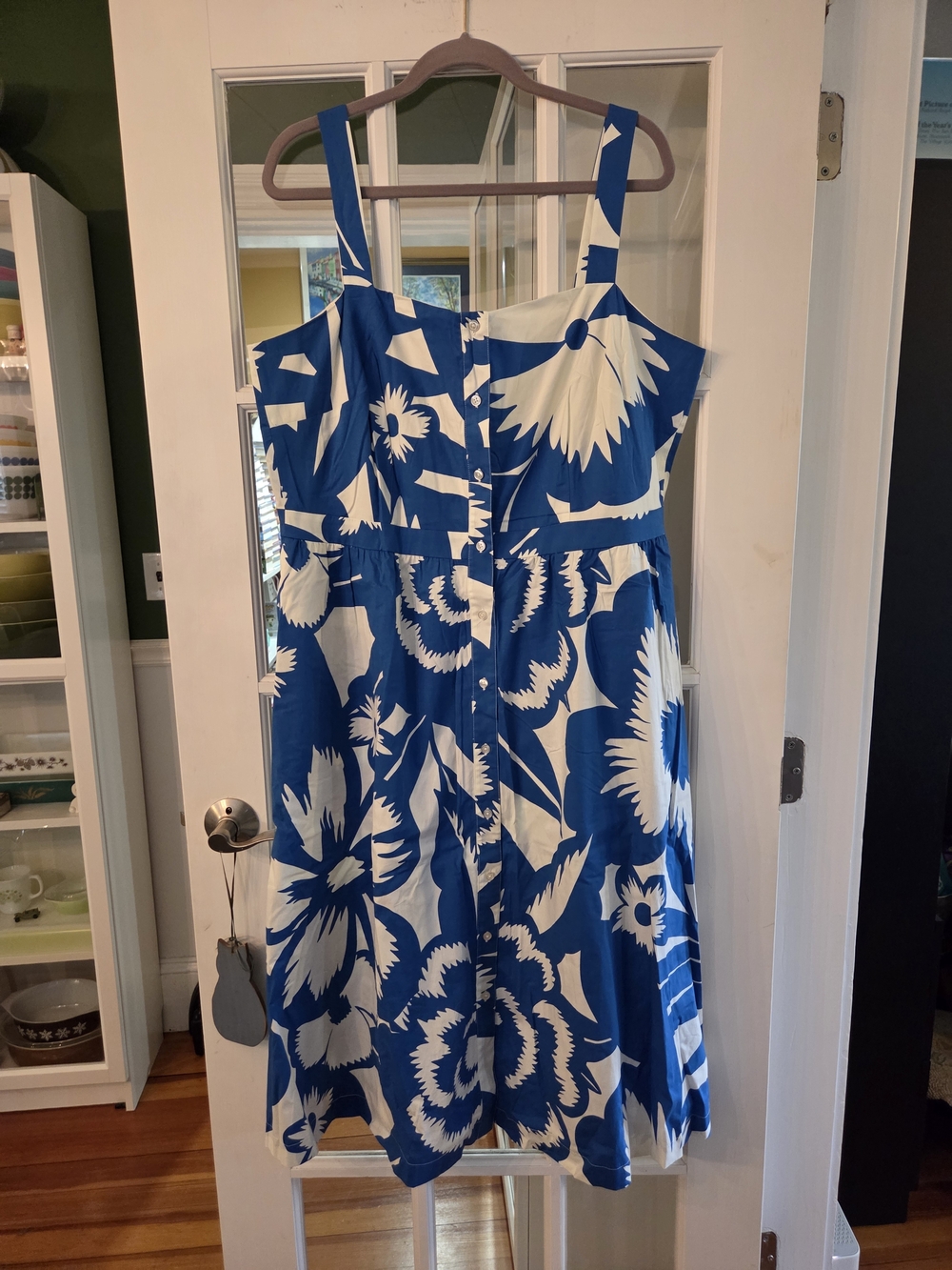 Boden Blue and White Floral Midi Dress - Size 16/18R
